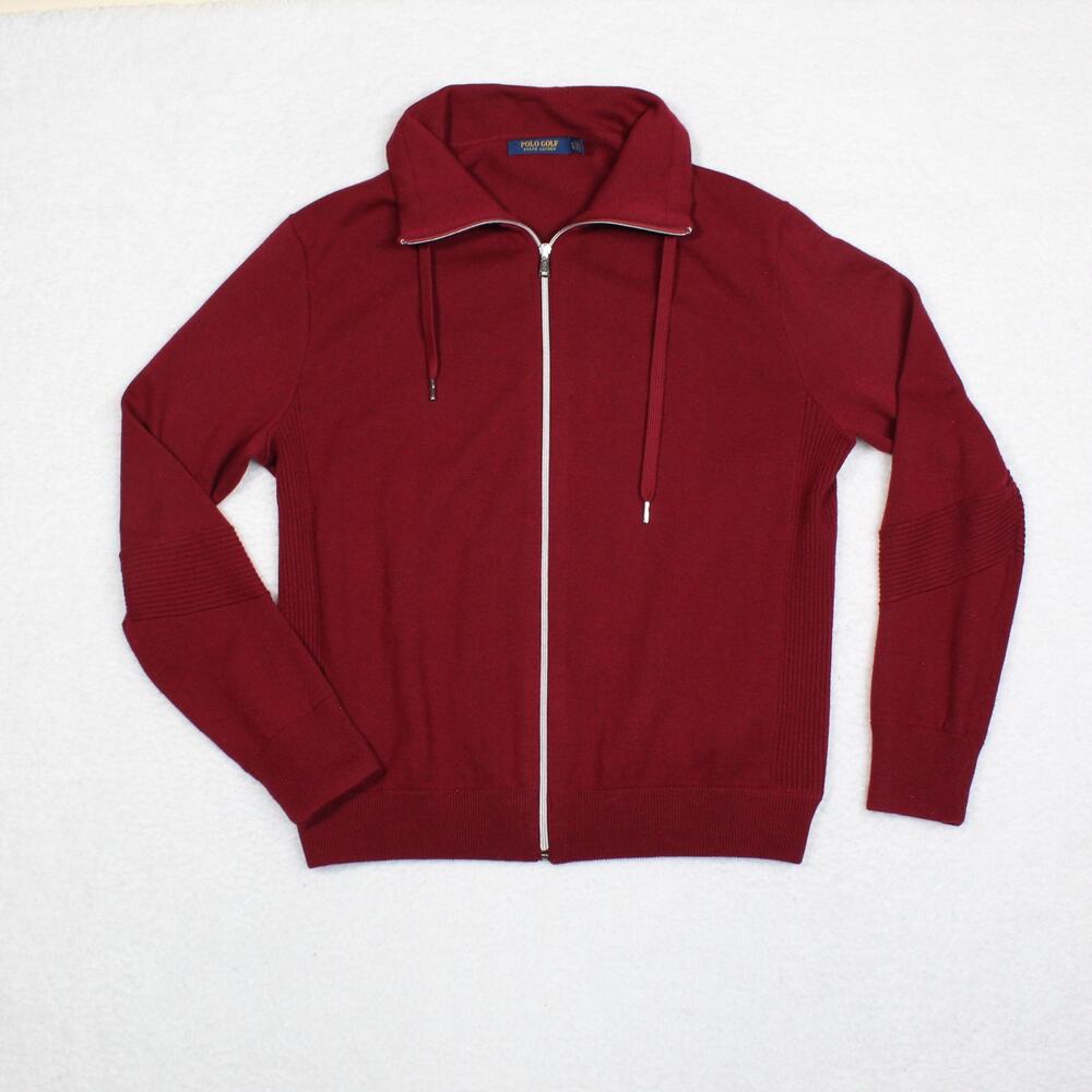 Polo Ralph Lauren Cashmere Sweater Mens XL Red Golf Full Zip Preppy Quiet Luxury